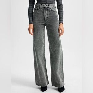 Veronica Beard High-Rise Gray Wide-Leg Jeans